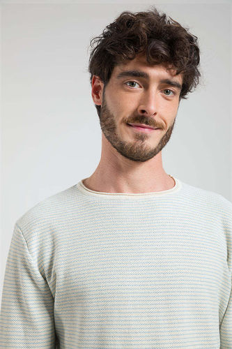 Rifo Noa Stripe Herrenpullover mit recycelter Baumwolle (weiß /blau)