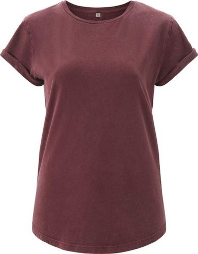 CC EARTHPOSITIVE® Damen T-Shirt mit gerollten Ärmeln (stone burgundy)