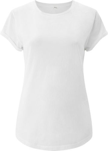 CC EARTHPOSITIVE® Damen T-Shirt mit gerollten Ärmeln (white)