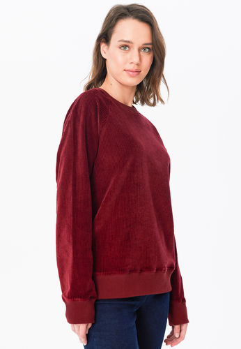 Leela Cotton Damen Nicky-Cord Sweatshirt aus Bio-Baumwolle (bourdeaux)