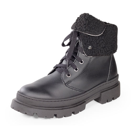 Fairticken Shoes gefütterte hohe Stiefel BRAGA  mit veganem "Mais"-Leder (schwarz)